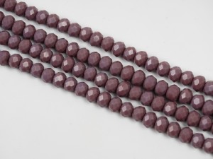 Cristale fatetate lila mat - 96buc, 6x4mm, gaura 1 mm