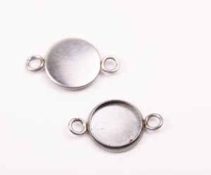 Linkuri pt cabochon din inox, interior 8 mm, 2 buc