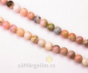 Sfere din opal roz, 6 mm, 10 buc, gaura 0.8 mm