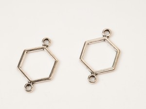 Linkuri argint tibetan hexagon 2 cm, 20 buc