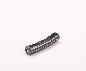 Tuburi negre cu zirconia, 2.6 cm, gaura 3 mm, 1 buc