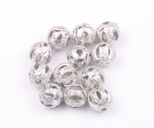 Margele metal argintiu inchis stardust decupate 8 mm, 10 buc