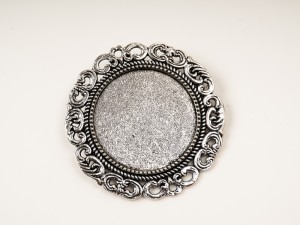 Baza de brosa pentru cabochon, interior d:25 mm, 1 buc