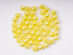 Margele plastic 6 mm, galbene, gaura 1.2 mm, 100 buc 