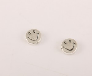 Margele din metal Smile, 10X3 mm, gaura 1 mm, 10 buc