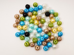 Perle din sticla culori diverse -8 mm, cca 79 buc, gaura 1mm