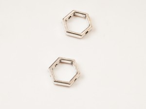 Margele metal spacer, hexagon, 12 mm, 10 buc, gaura 1.2 mm