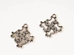 Charmuri Puzzle 2.5  cm, 6 buc, argintiu antichizat