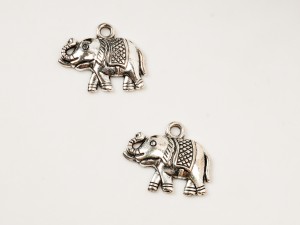 Charmuri Elefant, argintiu antichizat, 15 mm, 10 buc