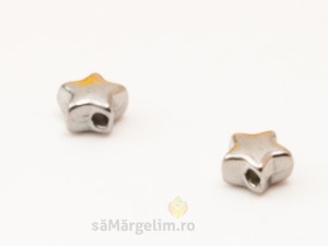 Margele din metal steluta, din inox 6X4 mm, 2 buc