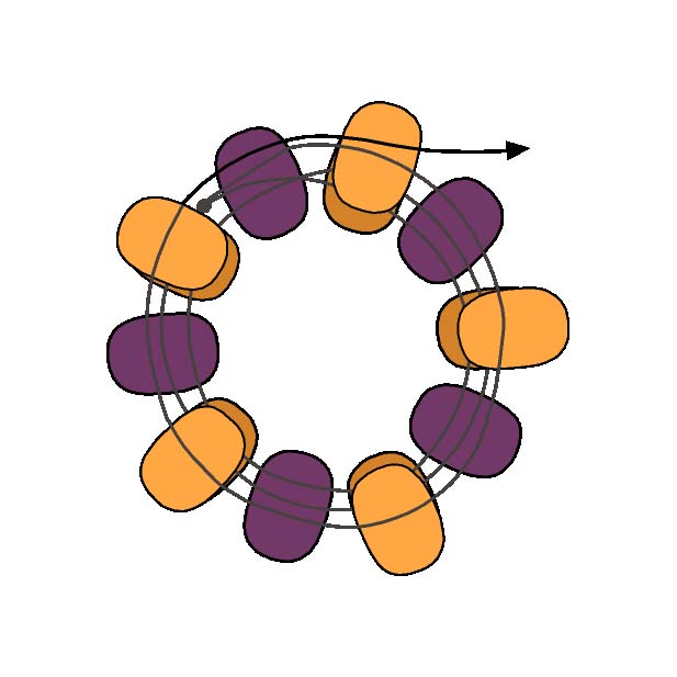 Tehnica Peyote - modelul tubular cu numar par de margele