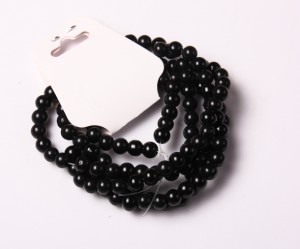 Sirag de perle din sticla negre - cca 140 buc, 6 mm, gaura 1mm