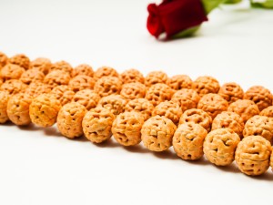Seminte de rudraksha maro deschis cu 6 fete  10 buc,10-12 mm, gaura 2 mm