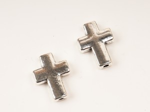 Margele din metal argintiu antichizat, 4 buc, 16X12X4 mm, gaura 2 mm