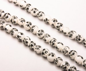 Margele din portelan, negre, 6 mm, gaura 3 mm, 28 buc