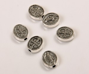 Margele din metal 10X8X3 mm, 6 buc, gaura 1.2 cm