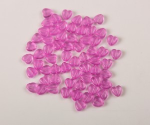 Inimioare acrill roz transp, 6 mm, cca 200 buc, gaura 1.2 mm