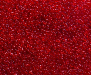 Margele de nisip rosu transparent- 2 mm, 50gr, cca 4000 buc