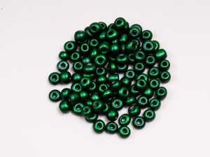 Margele de nisip verde metalizat - 4 mm,  50 g