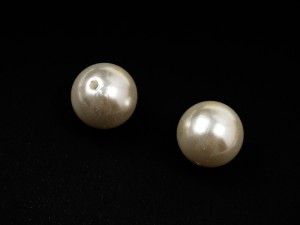 Margele acril imitatie perla, 2 cm, 2 buc, gaura 2 mm