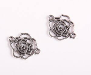 Linkuri trandafiri 1.6 cm, argint tibetan, 20 buc