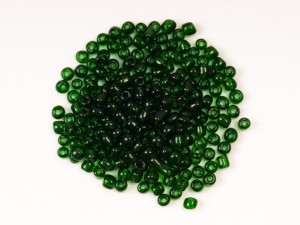 Margele nisip verde inchis transp 3  mm, cca 1500 buc, 50 gr