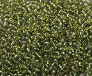 Margele de nisip verde kaki cu foita, 3mm - 50 g, cca 1500 buc