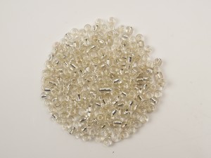 Margele de nisip 3 mm, trasparent cu foita , 50 gr, cca 1500 buc