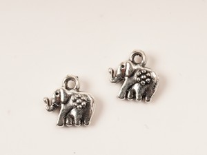 Charmuri din metal elefant, argintiu antichizat, 12 mm, 10 buc