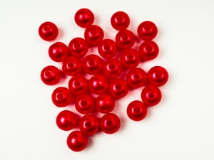 Perle din acril , rosii 8 mm, 50 buc, gaura 1.5 mm