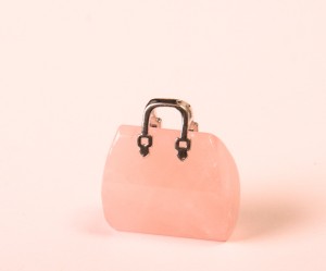 Pandantiv geanta din Cristal de cuart roz 3X3X1.2 cm, 1 buc