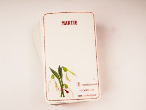 Pachet 100 buc Cartonase martisor 3D cu decupaj pt snur, Ghiocel , 55X91 mm