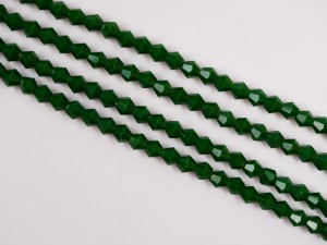 Cristale biconice Verde mat inchis II - 4 mm,cca. 92 buc,gaura 1 mm