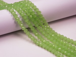 Cristale fatetate verde mat- 96 buc, 6x4mm, gaura 1 mm