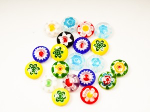 Margele rotunde din sticla Murano millefiori- cca. 20 buc, 10X5 mm