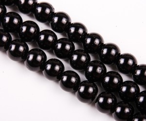 Perle din sticla negre - 106 buc, 8mm, gaura 1mm