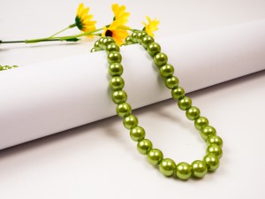 Perle din sticla verde mar - 106 buc, 8mm, gaura 1mm