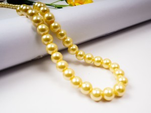 Perle din sticla galben - 106 buc, 8mm, gaura 1mm