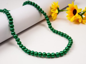 Perle din sticla verde - 106 buc, 8mm, gaura 1mm