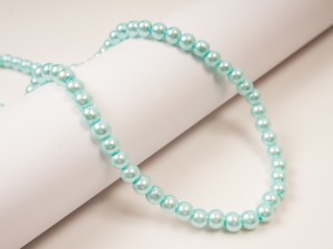Sirag de perle din sticla bleu - 140 buc, 6mm, gaura 1mm