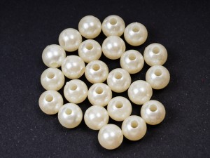 Margele plastic 10 mm, ivoire, gaura 2.5 mm, 30 buc 