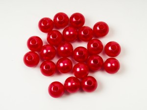 Margele plastic 8 mm, rosii, gaura 2 mm, 50 buc 