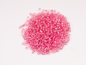 Margele nisip 2mm, roz deschis cu foita 50 gr, cca 4000 buc