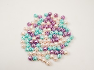 Perle din sticla culori Pastel -8 mm,106 buc, gaura 1mm