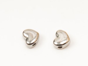 Margele Inimioara spacer din inox 6X4 mm, gaura 1.5 mm, 2 buc