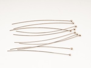 Ace cu bila argint Rhodiat 925, 4 cm, 10 buc, grosime 0.6 mm