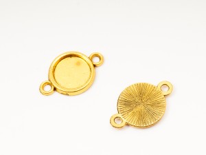 Linkuri din metal auriu antichizat pt cabochon, interior d:10 mm, 10 buc