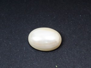 Cabochon oval alb perla Mallorca d:13X18 mm, 1 buc