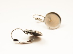 Baze de cercei cabochon, din inox, interior d:14 mm, 2 buc (1 per)