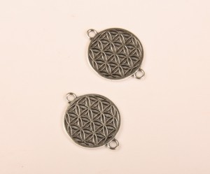 Linkuri mandala, argint tibetan, 2.6 cm, 6 buc